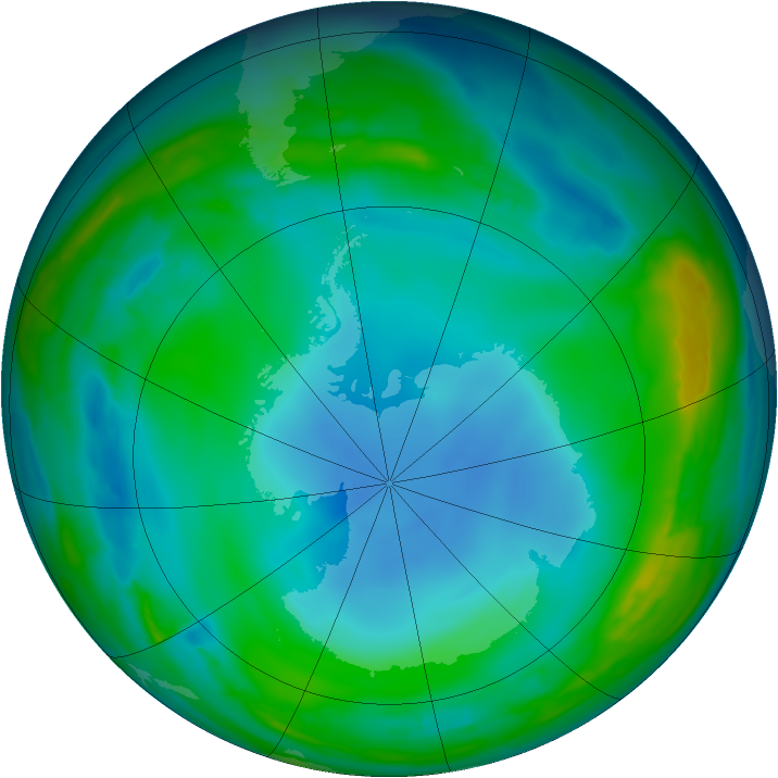 Antarctic ozone map for 14 June 2014